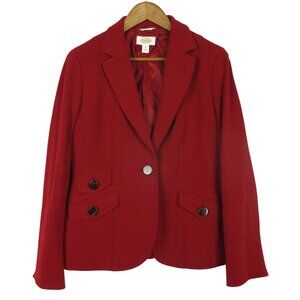 Talbots Blazer Jacket Women's Red Size 10 Wool Stretch Office Business